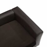 Hondenbank 60x43x30 cm pluche en kunstleer bruin – Image 7