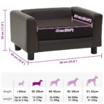 Hondenbank 60x43x30 cm pluche en kunstleer bruin – Image 10