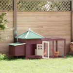 Kippenhok met nestkast 190x72x102 massief vurenhout mokkakleur