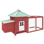 Kippenhok met nestkast 190x72x102 massief vurenhout rood – Image 2