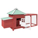 Kippenhok met nestkast 190x72x102 massief vurenhout rood – Image 3