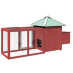 Kippenhok met nestkast 190x72x102 massief vurenhout rood – Image 6