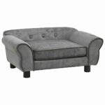 Hondenbank 72x45x30 cm pluche donkergrijs - Afbeelding 2