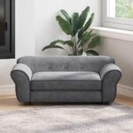 Hondenbank 72x45x30 cm pluche donkergrijs