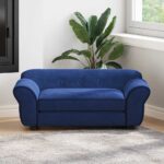Hondenbank 72x45x30 cm pluche blauw