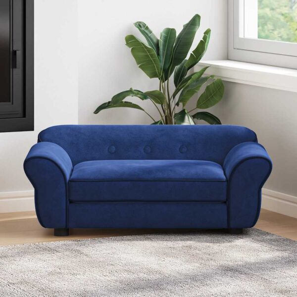 Hondenbank 72x45x30 cm pluche blauw