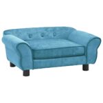 Hondenbank 72x45x30 cm pluche turquoise – Image 2