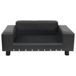 Hondenbank 81x43x31 cm pluche en kunstleer donkergrijs – Image 4