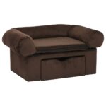 Hondenbank met lade 75x50x38 cm pluche bruin - Afbeelding 2
