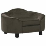 Hondenbank 67x47x36 cm pluche donkergrijs