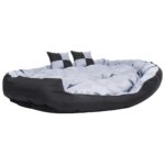 Hondenkussen omkeerbaar en wasbaar 150x120x25 cm grijs en zwart – Image 2