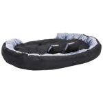 Hondenkussen omkeerbaar en wasbaar 150x120x25 cm grijs en zwart – Image 5