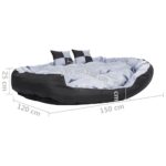 Hondenkussen omkeerbaar en wasbaar 150x120x25 cm grijs en zwart – Image 11