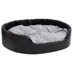 Hondenmand 99x89x21 cm pluche en kunstleer zwart en grijs - Image 2