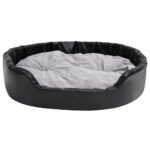 Hondenmand 99x89x21 cm pluche en kunstleer zwart en grijs - Image 3