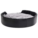 Hondenmand 99x89x21 cm pluche en kunstleer zwart en grijs - Image 4