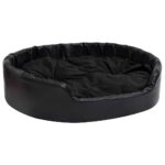 Hondenmand 99x89x21 cm pluche en kunstleer zwart - Afbeelding 2