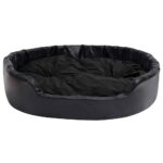 Hondenmand 99x89x21 cm pluche en kunstleer zwart - Afbeelding 5