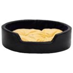 Hondenmand 99x89x21 cm pluche en kunstleer zwart en geel - Image 3