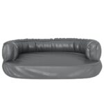 Hondenmand met ergonomisch schuim 60x42 cm kunstleer grijs – Image 4