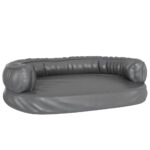 Hondenmand met ergonomisch schuim 75x53 cm kunstleer grijs – Image 2