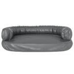 Hondenmand met ergonomisch schuim 75x53 cm kunstleer grijs – Image 4