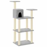 Kattenkrabpaal met sisal krabpalen 118,5 cm lichtgrijs – Image 2