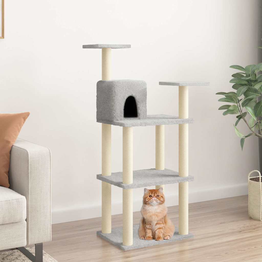8720286566848_m_en_hd_1.jpg Kattenkrabpaal met sisal krabpalen 118,5 cm lichtgrijs – Image 1