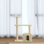 Kattenkrabpaal met sisal krabpalen 70 cm crèmekleurig