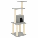 Kattenkrabpaal met sisal krabpalen 105 cm lichtgrijs – Image 2