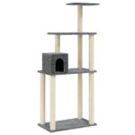Kattenkrabpaal met sisal krabpalen 147 cm donkergrijs – Image 2