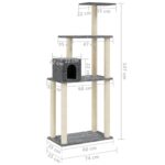 Kattenkrabpaal met sisal krabpalen 147 cm donkergrijs – Image 8