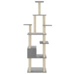 Kattenkrabpaal met sisal krabpalen 183 cm lichtgrijs – Image 5