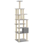 Kattenkrabpaal met sisal krabpalen 183 cm lichtgrijs – Image 6