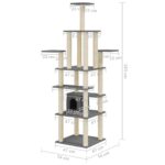 Kattenkrabpaal met sisal krabpalen 183 cm donkergrijs – Image 8