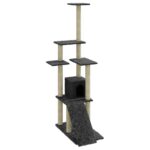 Kattenmeubel met sisal krabpalen 155 cm donkergrijs – Image 2
