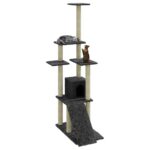 Kattenmeubel met sisal krabpalen 155 cm donkergrijs – Image 3