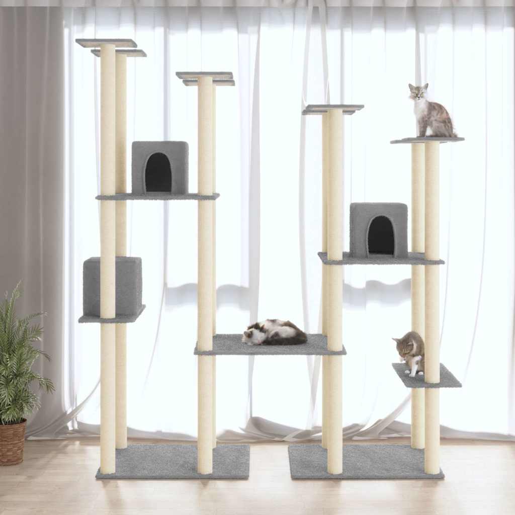 8720286761236_m_en_hd_1.jpg Kattenmeubel met sisal krabpalen 174 cm lichtgrijs - Image 1