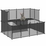 Dierenhok klein 143x107x93 polypropeen en staal zwart - Image 6