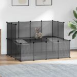 Dierenhok klein 143x107x93 polypropeen en staal zwart
