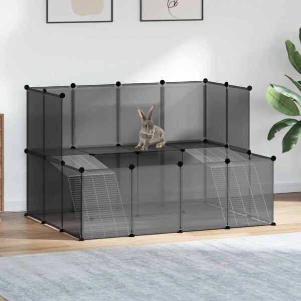 Dierenhok klein 143x107x93 polypropeen en staal zwart