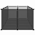 Dierenhok klein 144x74x46,5 cm polypropeen en staal zwart - Afbeelding 4