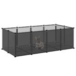 Dierenhok klein 144x74x46,5 cm polypropeen en staal zwart - Afbeelding 6