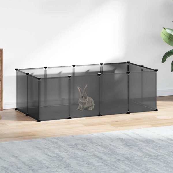 Dierenhok klein 144x74x46,5 cm polypropeen en staal zwart