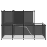 Dierenhok klein 142x74x93 cm polypropeen en staal zwart - Afbeelding 4