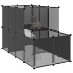 Dierenhok klein 142x74x93 cm polypropeen en staal zwart - Afbeelding 6
