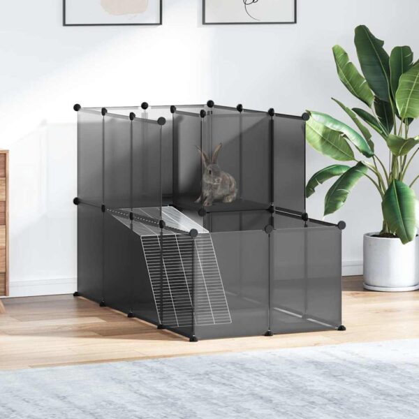 Dierenhok klein 142x74x93 cm polypropeen en staal zwart