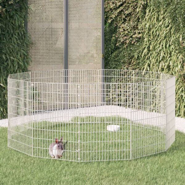 Dierenverblijf 12 panelen 54x80 cm gegalvaniseerd ijzer