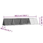 Konijnenhok 403,5x80,5x71 cm gegalvaniseerd staal grijs - Afbeelding 6
