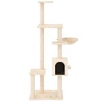 Kattenmeubel met sisal krabpalen 142 cm crèmekleurig - Afbeelding 3